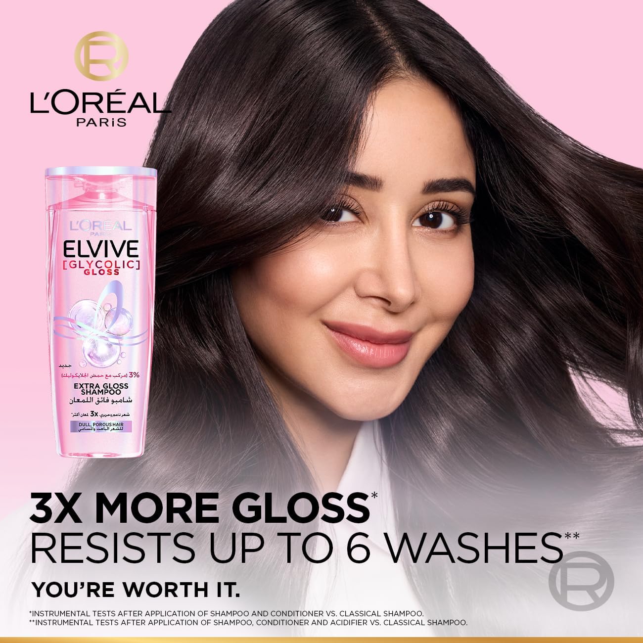Elvive Glycolic Gloss Extra Gloss Shampoo with 3% Glycolic Acid for Dull and Porous Hair